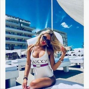 White cross back swimsuit